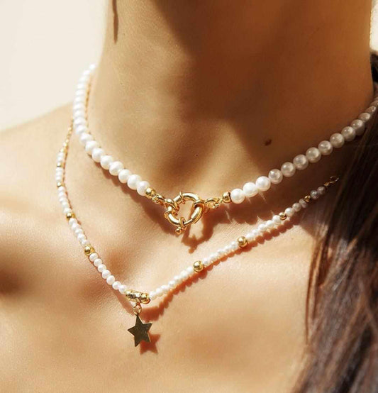 Collana di perle in Argento 925 con ciondolo Stella